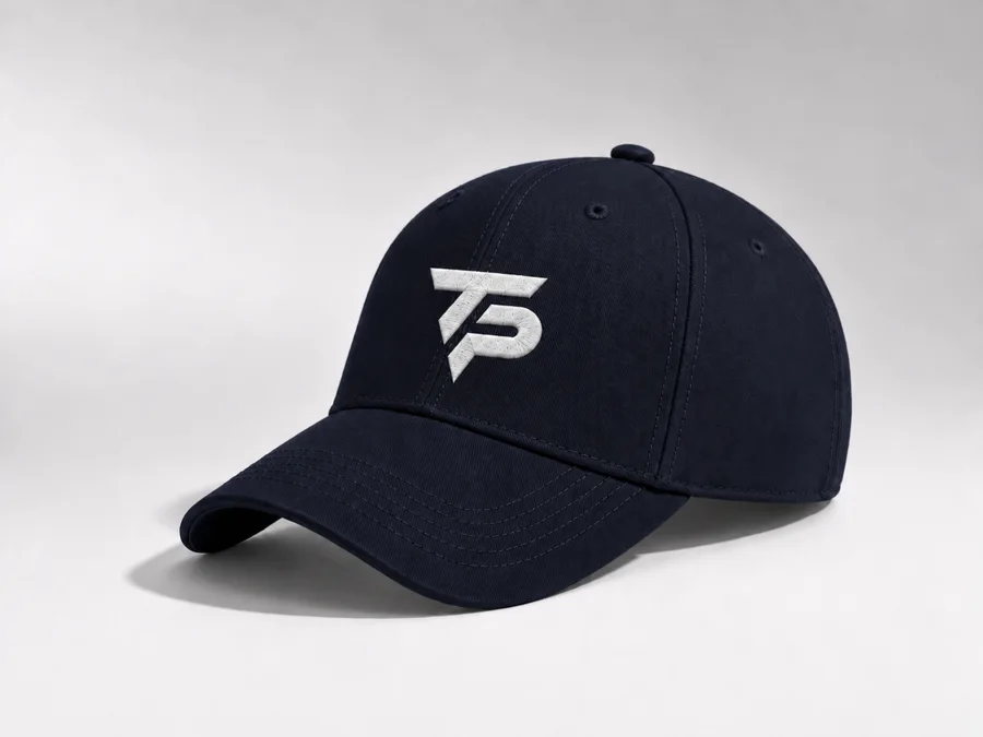 Ferdig marineblå caps med brodert Nord IL-merke.