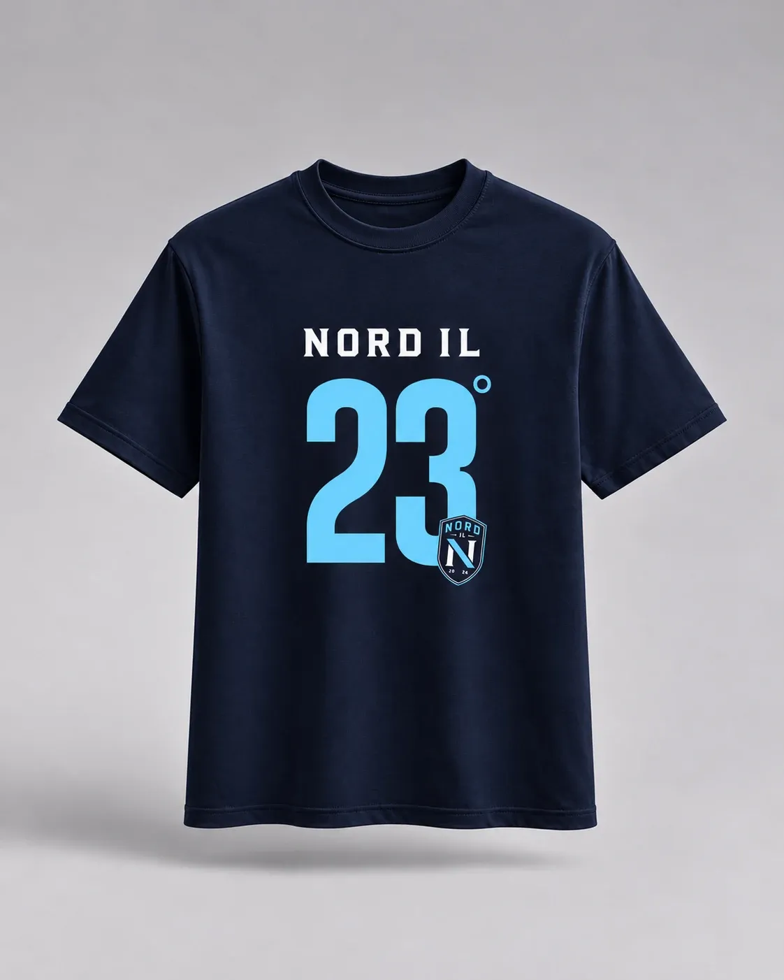 Marineblå Nord IL-t-skjorte med klubbnavn og nummer 23