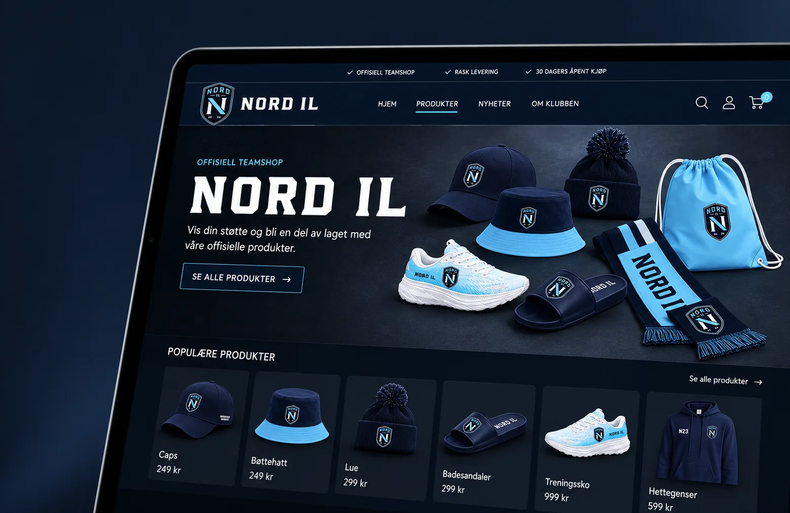 Kongsberg Miners' TeamShop vist på nettbrett