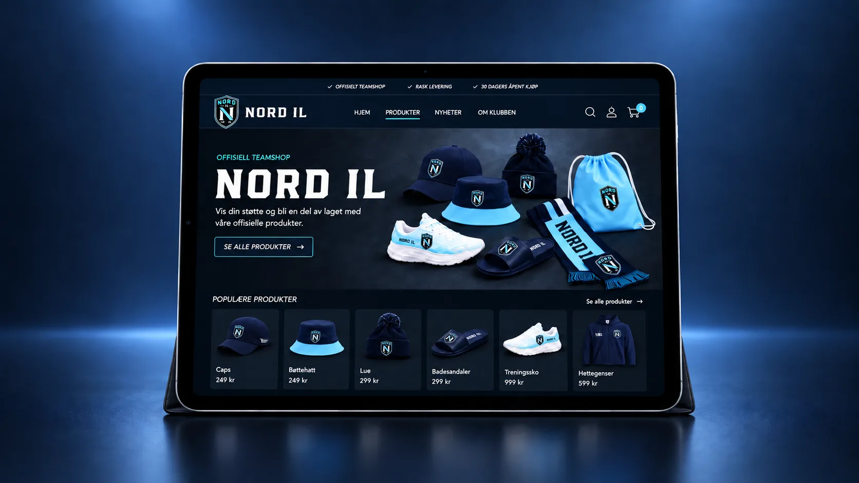 Nord IL sin TeamShop åpen på en iPad, sett forfra.